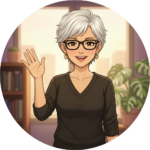 部屋の中から挨拶するKumiのイラスト